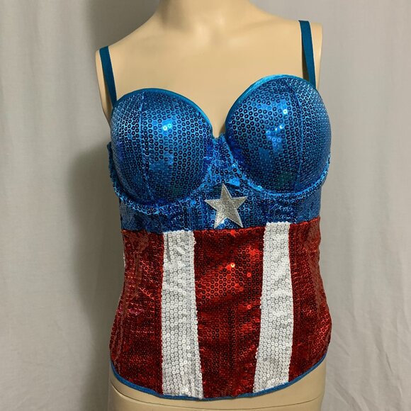 Marvel Captain America American Dream Corset Cosplay Costume Halloween Women M/L - Picture 1 of 6